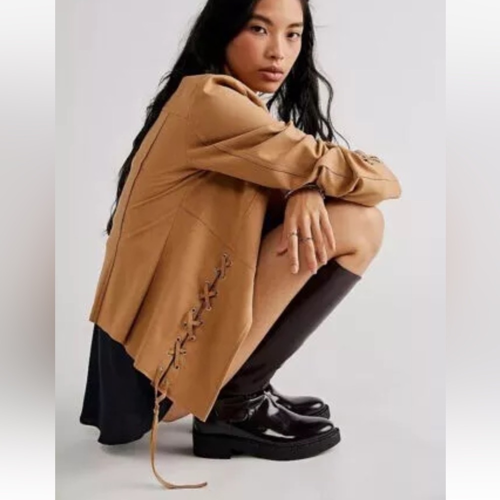 Free People Savanna Vegan Suede Lace Up Jacket Size XS